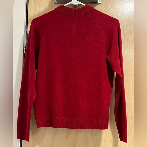 Karen Scott Cherry Red Mock-Neck Zip-Back Sweater - Picture 3 of 6
